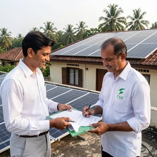 FGE Solar engineer explaining subsidy paperwork